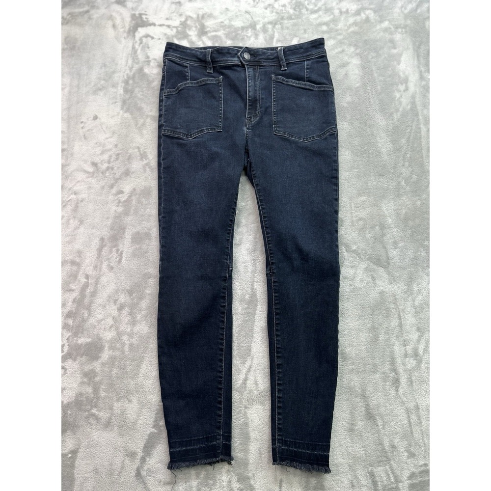 Free People Jean Women 30 We The Free Dark Blue Skinny Raw Hem Trousers Utility